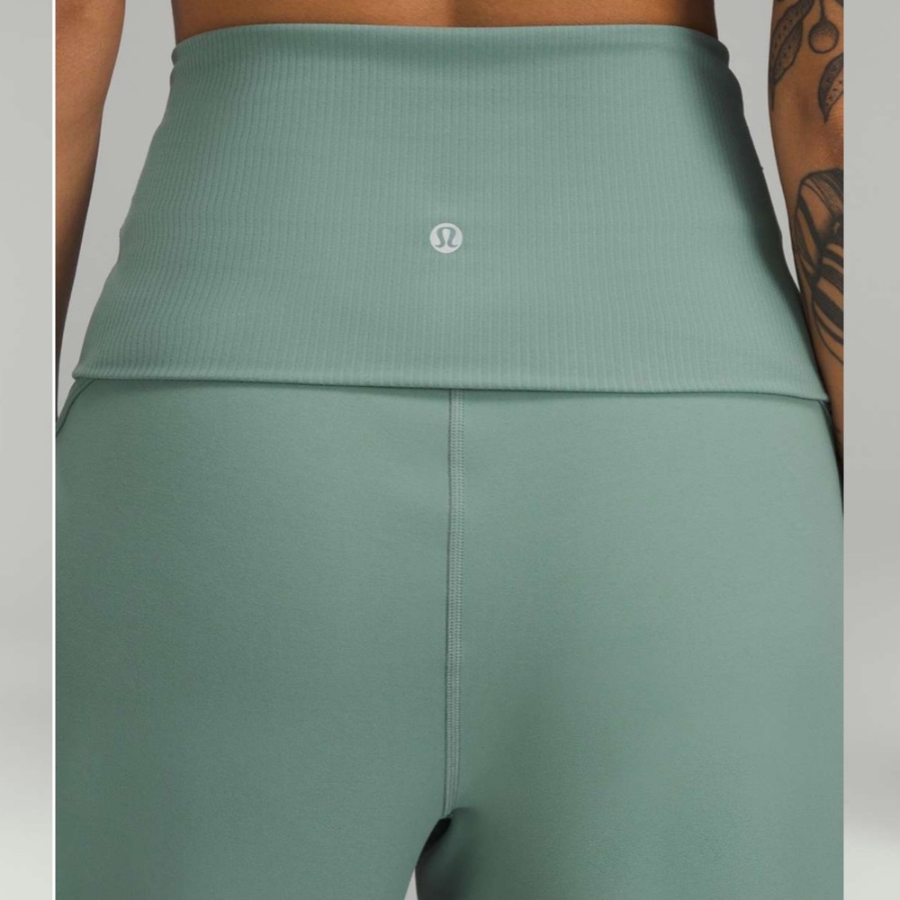 Lululemon Align Super High Rise Rib Waist Crop Pant Tidewater Teal 8 Nwt - Picture 3 of 12